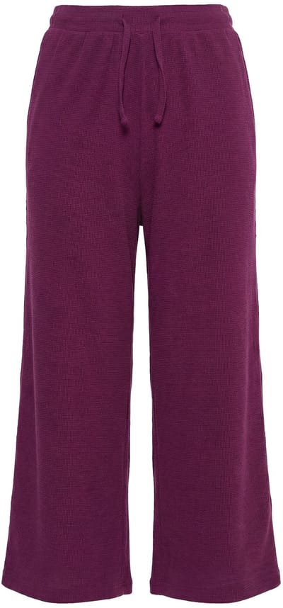 Ulla Popken - Dames - Sweatculotte wafelstructuur wijde pijp biologisch katoen - Donkere kers - Maat 42+