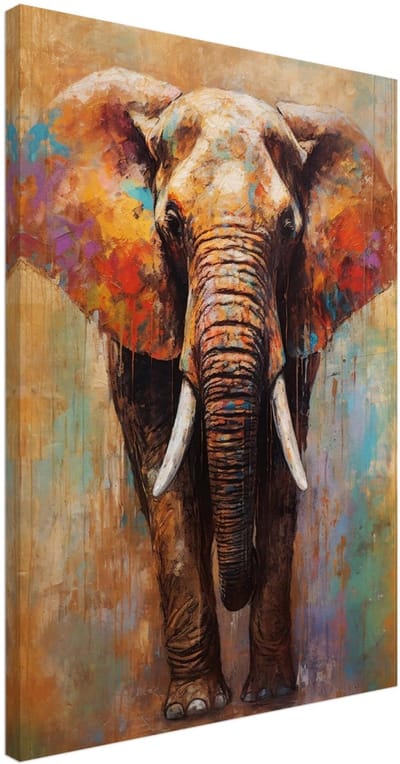 Canvas Schilderij - Artistic elephant 50x70 cm - Dieren Wanddecoratie Woonkamer & Slaapkamer