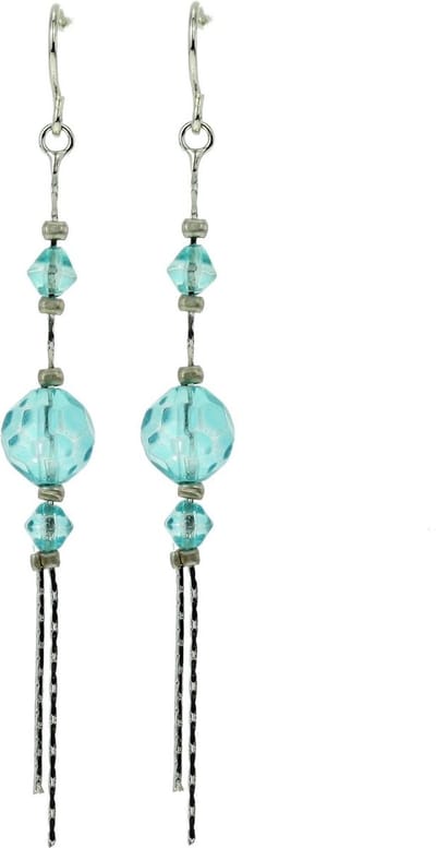 Behave - Dames oorbellen - Lange hangers blauw retro stijl 6,8 cm