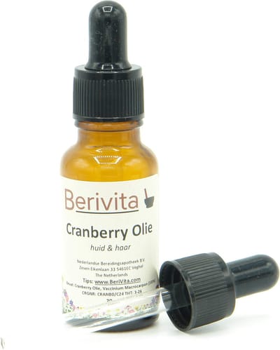 Cranberry Olie 20ml Pipetfles - Puur en Koudgeperst - Veenbessen Olie - Huid en Haar