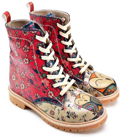 GOBY Redlove Boots - Dameslaarzen - Handmade - Bloemenprint - Maat 39