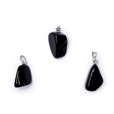 Zwarte obsidiaan edelsteenhanger met geboord oog