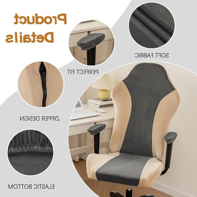 Fleece Gaming Stoelhoes Grijs - Stretchy, Hoge Rug, Bescherming voor Kantoorstoelen, Antislip en Duurzaam