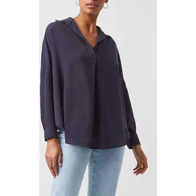 French Connection Rhodes Crepe Pop Over Shirt Blue Taglia: XS | Magliette intime Outlet | Donna | Blu
