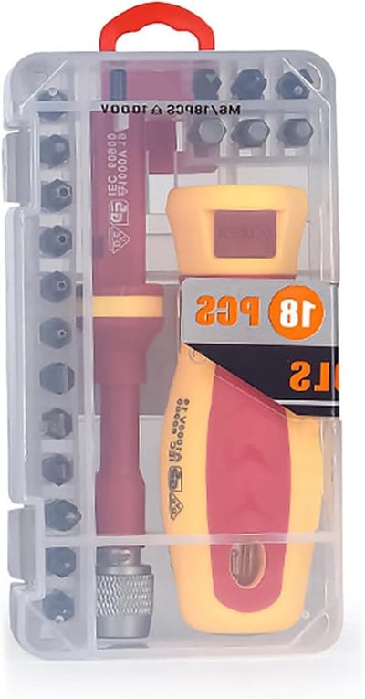 Multifunctionele Schroevendraaier Set - Handgereedschap Kit - Reparaties Thuis - 18 Verwisselbare Bits - Telescopisch Ontwerp - Zilverkleurig