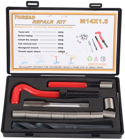 Dailygoods- Draadinzetstukken 15-delig - Roestvrij Staal - M14x1.5 - Binnendraadreparatieset - Schroefdraad Reparatieset - Hoogwaardige Sterkte - Schroefdraadreparatieset