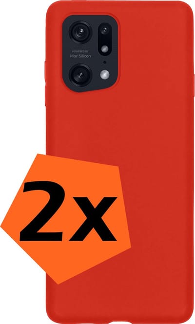 Hoes - 2 Stuks - Geschikt voor OPPO Find X5 - Sterk & Shockproof - Case Siliconen - Back Cover - Telefoon Hoes - Rood