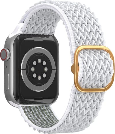 Nylon bandje - geschikt voor Apple Watch 1/2/3/4/5/6/7/8/9/10/11/ SE (1,2,3) met maat 38 mm / 40 mm / 41 mm en 42 mm (Watch 10/11) - wit