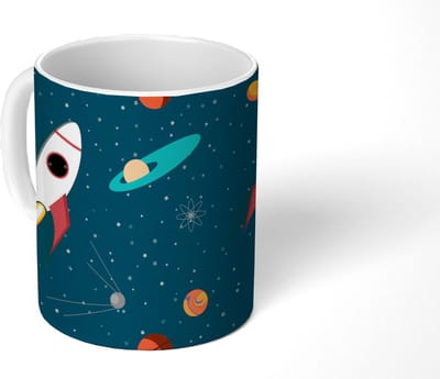 Mok - Koffiemok - Raket - Ruimte - Kinderen - Design - Mokken - 350 ML - Beker - Koffiemokken - Theemok
