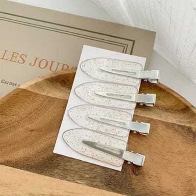 4 stuks Kersenroze Naadloze Rand Clip Vrouwen Meisje Zoete Schoonheid Geen Knip Haar Zijclip Eendenbekclip Pony Haarspeld Haarstijl Tool transparant