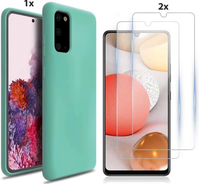 Hoesje Geschikt Voor Samsung Galaxy S20 Hoesje Soft Nano Silicone Backcover Gel Turqoise Met 2x Glazen Screenprotector