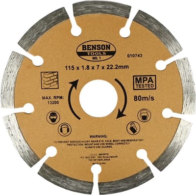 Benson Universele diamantschijf - getand - Ø 115 mm - voor beton en steensoorten