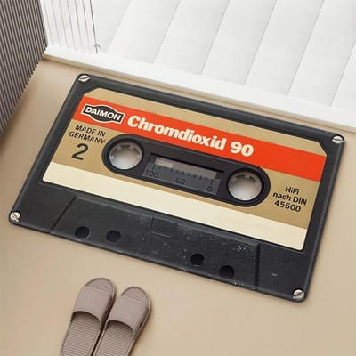 Vintage cassette muziekband deurmat voor thuis, badkamer, antislip vloerkleed, slaapkamer, woonkamer, entree, decoratie, tapijt, keukendeurmatten 40x60cm beige