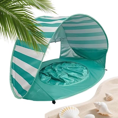 Strandtent Zwembad - Opvouwbare Zonwering - Bescherming Tegen Zon - Met Ingebouwd Badje - 120x83x70 cm - Groen