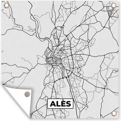 Tuin poster Kaart – Stadskaart - Alès - Plattegrond – Frankrijk - 200x200 cm - Tuindoek