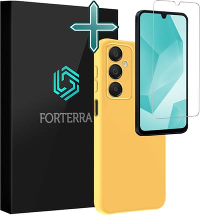 Hoesje Met Screenprotector - Geschikt voor Samsung Galaxy A16 - Sterk & Shockproof - Telefoon Hoes - Back Cover - Siliconen Case - Geel