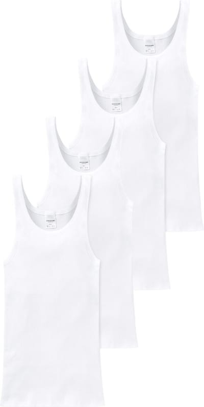 Schiesser Heren onderhemd 4 pack Cotton Essentials dubbelrib