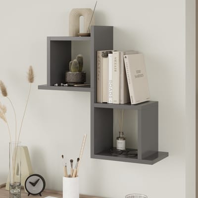 Lunor Capri – Wandbox Set van 2 – Moderne Wandrek – Antraciet – 30×24×28 cm – Modulaire Wanddecoratie
