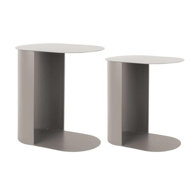 Leitmotiv Bijzettafel Riqueza Oval - Warmgrijs - 30x45x48cm - Modern