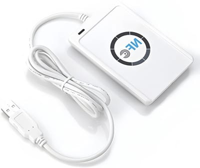 Chip Card Reader zonder NFC en RFID, ISO 14443A/B, USB 2.0, Compacte Lezer voor Slimme Kaarten en Betalingen, 65 x 12.8 x 98 mm
