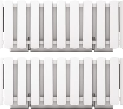 Prosperplast Plantenbak/bloembak Fence look - 2x - kunststof - parel wit - 38 x 18 x 16 cm