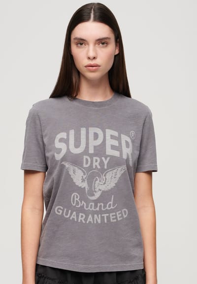 Superdry - Archive T-shirt met kiss-print en relaxte pasvorm - Dames - T-shirts