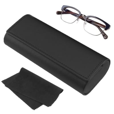 NTHProducts - Bril Etui - Hard Case - Modern Design - Zwart - PU Leer - Beschermt tegen Krassen - Geschikt voor Volwassenen en Kinderen - Stijlvol en P...