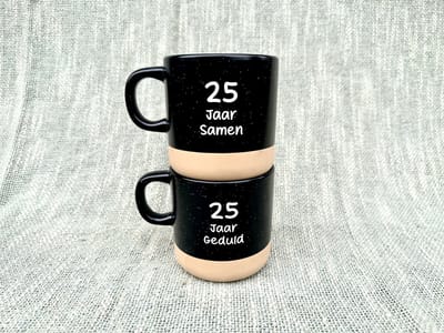 Mokken set - 25 jaar getrouwd - 25 jaar getrouwd versiering - 25 jaar getrouwd cadeau - 25 jaar huwelijk - Zilveren huwelijk - 25 jaar huwelijk cadeau - Trouwdag - Trouwdag cadeau - Huwelijkscadeau - Trouwdag jubileum - Jubileum huwelijk