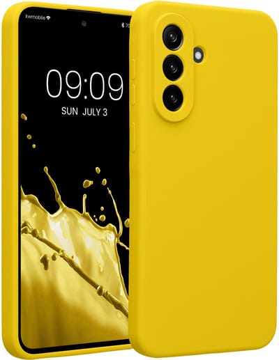 kwmobile telefoonhoesje geschikt voor Samsung Galaxy A37 5G - TPU backcover met siliconen coating - Smartphone case in stralend geel