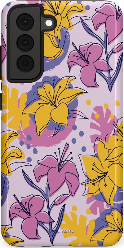 Casetastic Hoesje Geschikt voor Samsung S21 FE - Stijlvolle Beschermende Duo-layer Case - Flora Fantasia