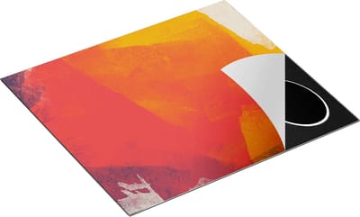 Chefcare Inductie Beschermer Abstracte Kunst - Zwart Oranje Beige - 60x50 cm - Afdekplaat Inductie - Kookplaat Beschermer - Inductie Mat