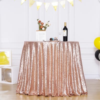 Dailygoods - Ronde Rose Goud Pailletten Tafelkleed voor Bruiloften en Feesten