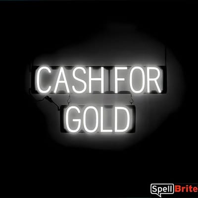 CASH FOR GOLD - Lichtreclame Neon LED bord verlicht | SpellBrite | 77 x 38 cm | 6 Dimstanden - 8 Lichtanimaties | Reclamebord neon verlichting