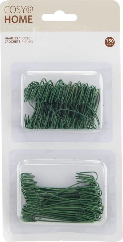 Cosy & Trendy Kerstbalhaakjes - 150x - groen - 4 en 7 cm - kerstballen ophang haakjes - kerstboomhaakjes