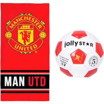 Manchester United strandset; strandlaken en voetbal
