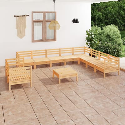 vidaXL - 11-delige - Loungeset - massief - grenenhout