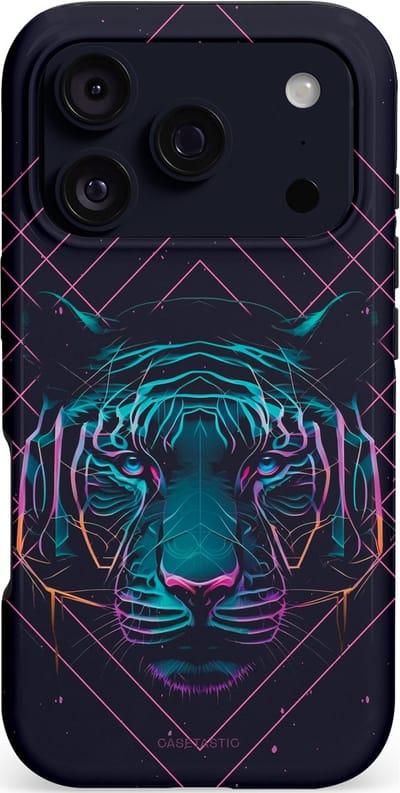 Casetastic hoesje geschikt voor Apple iPhone 17 Pro - MagSafe - Dubbellaagse bescherming - Neon Tijger - Fashion Case - Donkerblauw