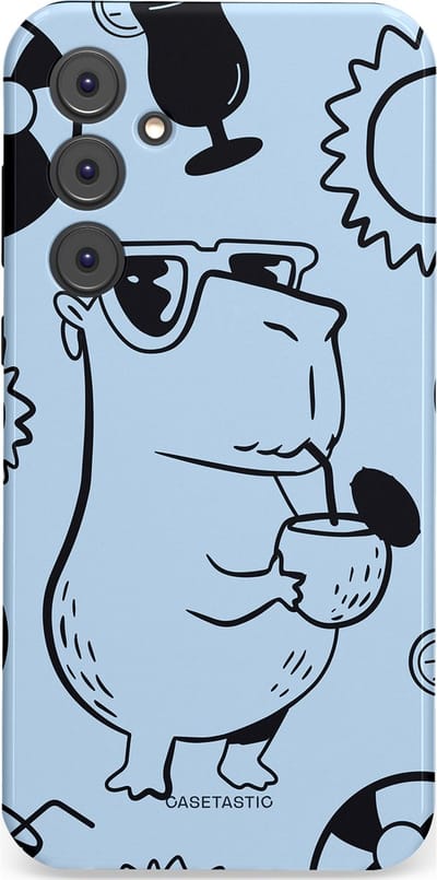 Casetastic Hoesje Geschikt voor Samsung A35 - Stijlvolle Beschermende Duo-layer Case - Capibara cocktail
