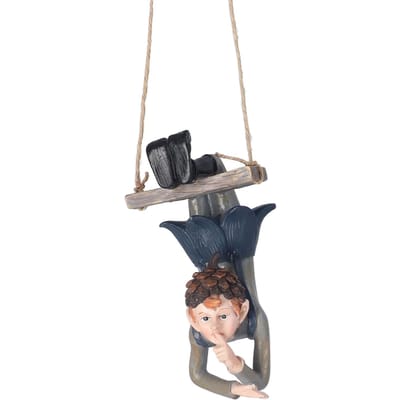 Schommelende Boself Figuur Hars Exquise Elf Hangend Beeld Boom Ornament voor Tuinen Erf Huisdecoratie gray