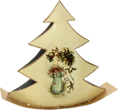 PTMD Kerstboom schilderwerk meisje - hoogte: 27cm - PTMD Christmas Prints iron tree cream girl print L