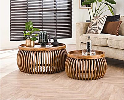 Salontafel Tweak curve set van 2 - mangohout