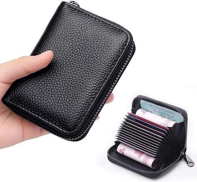 Pasjeshouder Met Anti RFID I Creditcardhouder I Met Geldvak I Pasjes Houder - Wallet I PU Leer I Portemonnee I Zwart