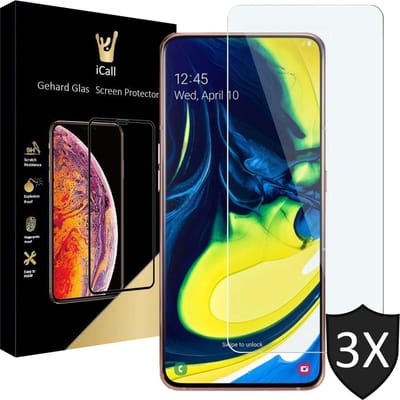 Screenprotector geschikt voor Samsung A80 - Screen Protector Glas - 3 Stuks