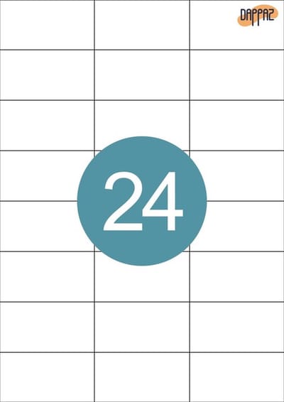 5 Stickervellen A4 Printetiketten Wit - 24 Stickers per Vel - 70 x 37 mm - Etiketten Stickers Papier Zelfklevend Verzendetiketten- Dappaz