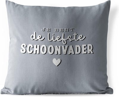 Buitenkussen Weerbestendig - Spreuken - Vaderdag kados - Schoonvader - Quote - Je bent de liefste schoonvader - 50x50 cm - Vaderdag cadeautje - Cadeau voor vader en papa