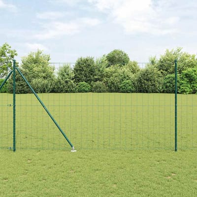 vidaXL - Euro-hek - met - grondpennen - 10 - x - 1,5 - m - PVC-Coated - Staal - Groen - Mesh