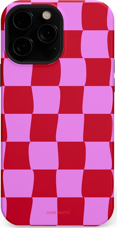 Casetastic hoesje geschikt voor Apple iPhone 13 Pro Max - MagSafe - Dubbellaagse bescherming - Dansend Ruitje - Fashion Case - Rood Lavendel Roze