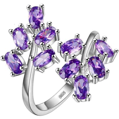 POMOiii Wit Vergulde Zirkoon Persoonlijkheid Creatieve Bladring Trouwring Verlovingsavondfeest Elegante Vrouwelijke Sieraden Resizable