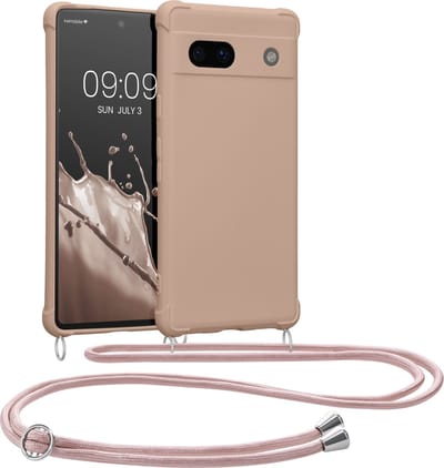 kwmobile telefoonhoesjegeschikt voor Google Pixel 7a - Hoesje van siliconen met telefoonkoord - In kokosmelk