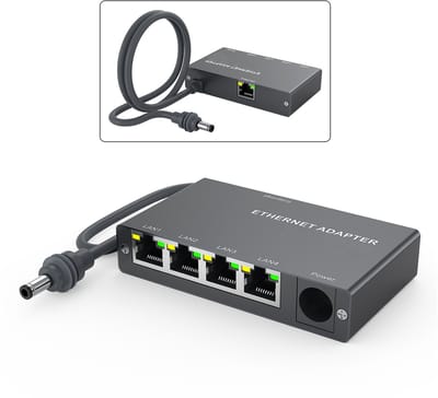 4-poorts Gigabit Ethernet Adapter Geschikt voor Starlink Mini & Gen 3 van MMOBIEL – RJ45 Gigabit Ethernet Switch, 1000Mbps Ethernet Splitter met 0.5m Kabel – Voor Camper, Boot, Thuiskantoor & Gaming